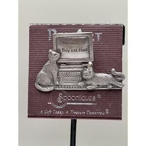 Spoontiques Pewter Cat Brooch Vintage Computer Theme 4143 USA